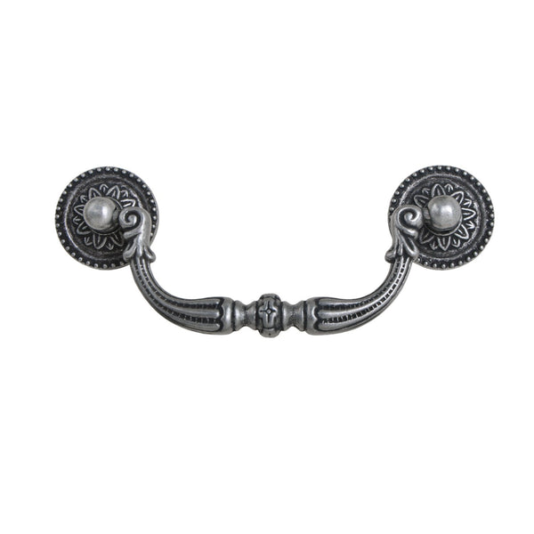 Loft97 HW312PLAI011 Tipton Pull Handle - Decorative Cabinet Drop Pull Handles for Cabinets and Drawers - Vintage Cabinet Hardware with Hand Finished Antique Iron - Metal Drawer Pull Handle, 3.78" Center to Center