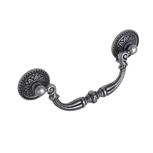 Loft97 HW312PLAI011 Tipton Pull Handle - Decorative Cabinet Drop Pull Handles for Cabinets and Drawers - Vintage Cabinet Hardware with Hand Finished Antique Iron - Metal Drawer Pull Handle, 3.78" Center to Center