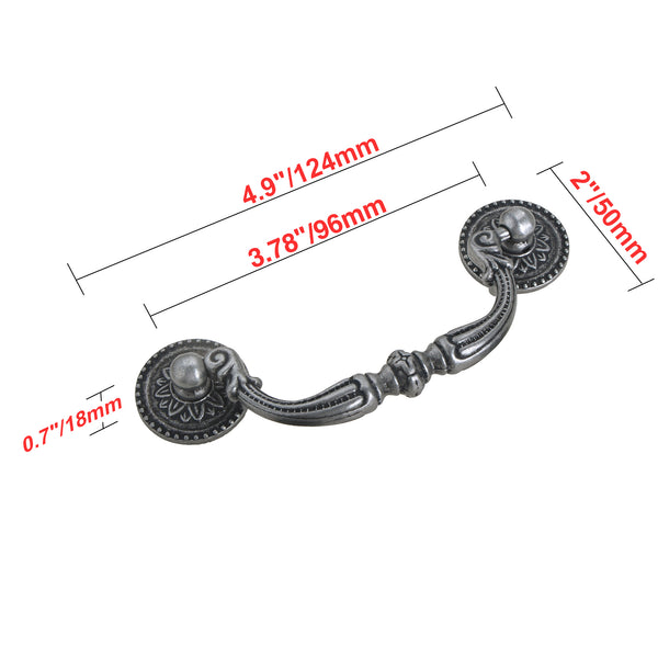 Loft97 HW312PLAI011 Tipton Pull Handle - Decorative Cabinet Drop Pull Handles for Cabinets and Drawers - Vintage Cabinet Hardware with Hand Finished Antique Iron - Metal Drawer Pull Handle, 3.78" Center to Center
