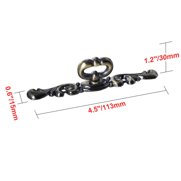 Loft97 HW320PLAB021 Vallia Cabinet Ring Pull Knob - Decorative Cabinet Drop Pull Knobs for Cabinets and Drawers - Vintage Cabinet Hardware with Hand Finished Antique Brass - Metal Drawer Pull Knobs 4.4"
