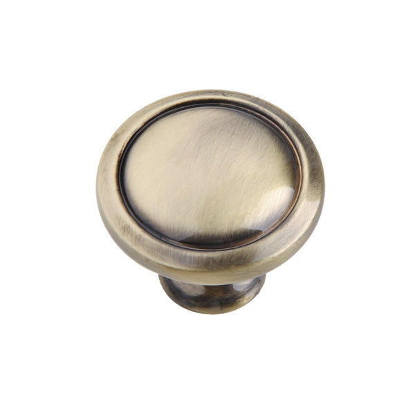 Loft97 HW327PLAB021 Luna Cabinet Ring Pull Knob - Decorative Cabinet Drop Pull Knobs for Cabinets and Drawers - Vintage Cabinet Hardware with Hand Finished Antique Brass - Metal Drawer Pull Knobs 1.2"