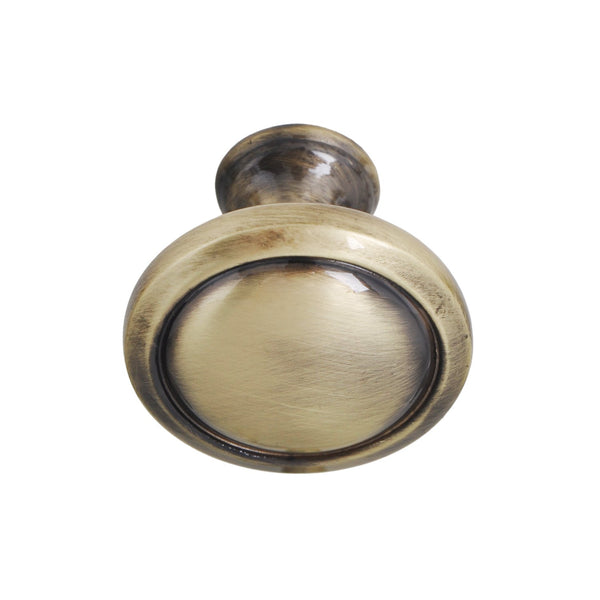 Loft97 HW327PLAB021 Luna Cabinet Ring Pull Knob - Decorative Cabinet Drop Pull Knobs for Cabinets and Drawers - Vintage Cabinet Hardware with Hand Finished Antique Brass - Metal Drawer Pull Knobs 1.2"
