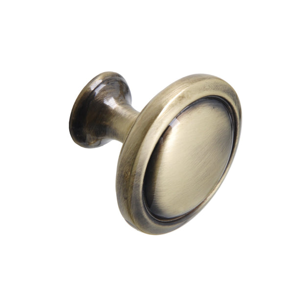 Loft97 HW327PLAB021 Luna Cabinet Ring Pull Knob - Decorative Cabinet Drop Pull Knobs for Cabinets and Drawers - Vintage Cabinet Hardware with Hand Finished Antique Brass - Metal Drawer Pull Knobs 1.2"