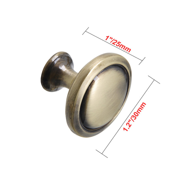 Loft97 HW327PLAB021 Luna Cabinet Ring Pull Knob - Decorative Cabinet Drop Pull Knobs for Cabinets and Drawers - Vintage Cabinet Hardware with Hand Finished Antique Brass - Metal Drawer Pull Knobs 1.2"