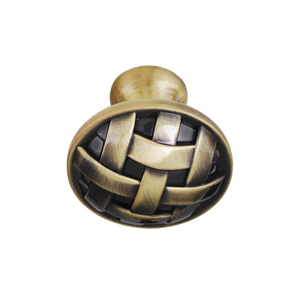 Loft97 HW328PLAB021 Basket Weave Cabinet Knob, 1.2" Diameter, Antique Brass