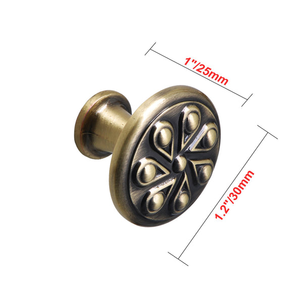Loft97 HW329PLAB021 Ceil Cabinet Ring Pull Knob - Decorative Cabinet Drop Pull Knobs for Cabinets and Drawers - Vintage Cabinet Hardware with Hand Finished Antique Brass - Metal Drawer Pull Knobs 1.2"