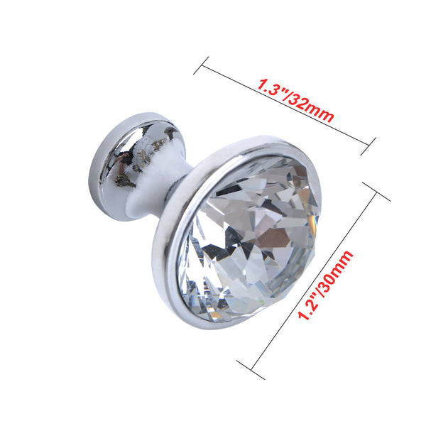 Loft97 HW330PLCH021 Gleam Crystal Cabinet Ring Pull Knob - Decorative Cabinet Drop Pull Knobs for Cabinets and Drawers - Vintage Cabinet Hardware with Hand Finished Polished Chrome - Metal Drawer Pull Knobs 1.2"