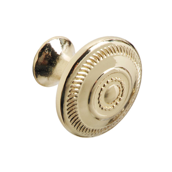 Loft97 HW333PLGD021 Bergen Cabinet Ring Pull Knob - Decorative Cabinet Drop Pull Knobs for Cabinets and Drawers - Vintage Cabinet Hardware with Hand Finished Polished Gold - Metal Drawer Pull Knobs 1.05"