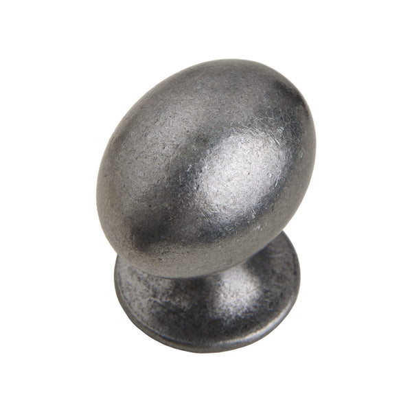Loft97 HW340PLAI011 Danbury Oval Cabinet Ring Pull Knob - Decorative Cabinet Drop Pull Knobs for Cabinets and Drawers - Vintage Cabinet Hardware with Hand Finished Antique Iron - Metal Drawer Pull Knobs 1.3"