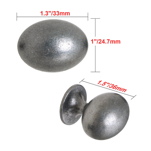 Loft97 HW340PLAI011 Danbury Oval Cabinet Ring Pull Knob - Decorative Cabinet Drop Pull Knobs for Cabinets and Drawers - Vintage Cabinet Hardware with Hand Finished Antique Iron - Metal Drawer Pull Knobs 1.3"
