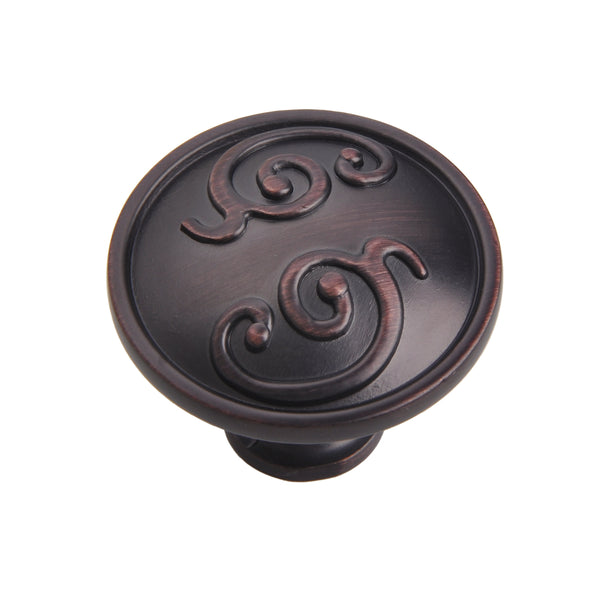 Loft97 HW342PLRB011 Roma Cabinet Ring Pull Knob - Decorative Cabinet Drop Pull Knobs for Cabinets and Drawers - Vintage Cabinet Hardware with Hand Finished Oil Rubbed Bronze - Metal Drawer Pull Knobs 1.3"