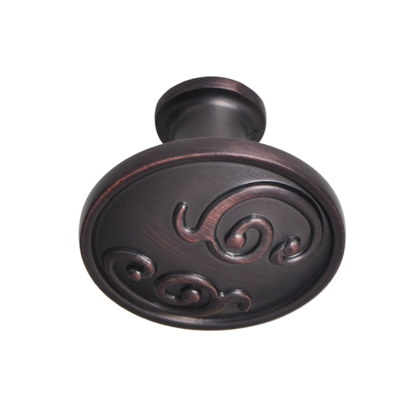 Loft97 HW342PLRB011 Roma Cabinet Ring Pull Knob - Decorative Cabinet Drop Pull Knobs for Cabinets and Drawers - Vintage Cabinet Hardware with Hand Finished Oil Rubbed Bronze - Metal Drawer Pull Knobs 1.3"