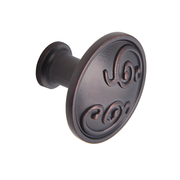 Loft97 HW342PLRB011 Roma Cabinet Ring Pull Knob - Decorative Cabinet Drop Pull Knobs for Cabinets and Drawers - Vintage Cabinet Hardware with Hand Finished Oil Rubbed Bronze - Metal Drawer Pull Knobs 1.3"