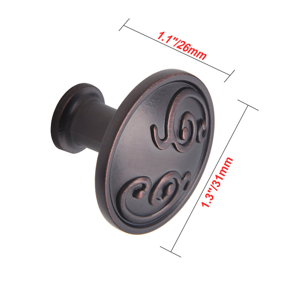 Loft97 HW342PLRB011 Roma Cabinet Ring Pull Knob - Decorative Cabinet Drop Pull Knobs for Cabinets and Drawers - Vintage Cabinet Hardware with Hand Finished Oil Rubbed Bronze - Metal Drawer Pull Knobs 1.3"