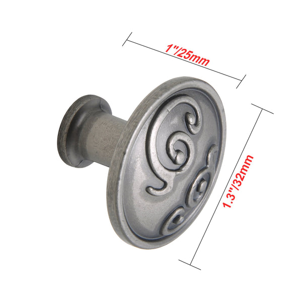 Loft97 HW343PLPT011 Roma Cabinet Ring Pull Knob - Decorative Cabinet Drop Pull Knobs for Cabinets and Drawers - Vintage Cabinet Hardware with Hand Finished Pewter - Metal Drawer Pull Knobs 1.3"