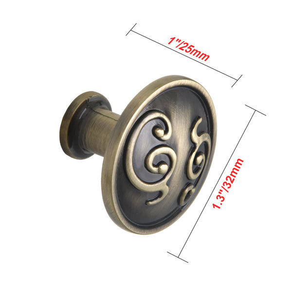 Loft97 HW344PLAB021 Roma Cabinet Ring Pull Knob - Decorative Cabinet Drop Pull Knobs for Cabinets and Drawers - Vintage Cabinet Hardware with Hand Finished Antique Brass - Metal Drawer Pull Knobs 1.3"