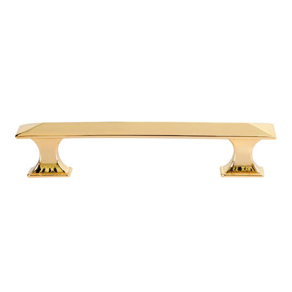 Loft97 HW347PLGD011 Tristan Pull Handle - Decorative Cabinet Drop Pull Handles for Cabinets and Drawers - Vintage Cabinet Hardware with Hand Finished Polished Gold - Metal Drawer Pull Handle, 3.75" Center to Center