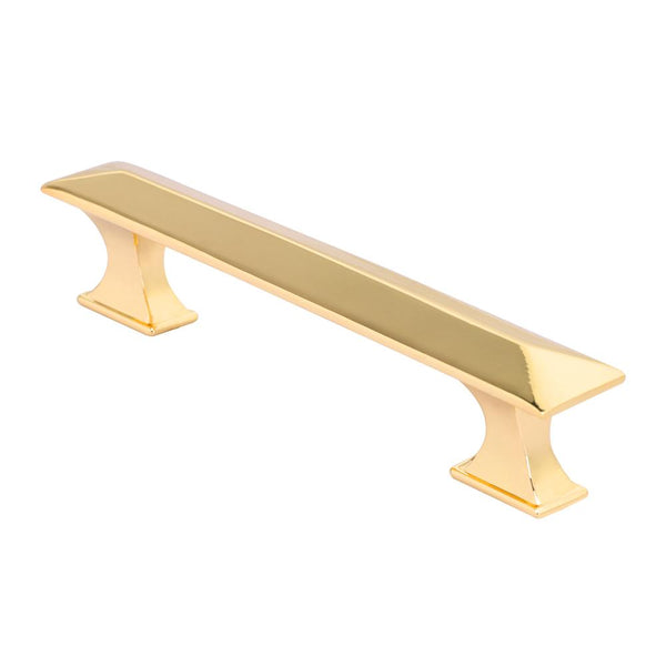 Loft97 HW347PLGD011 Tristan Pull Handle - Decorative Cabinet Drop Pull Handles for Cabinets and Drawers - Vintage Cabinet Hardware with Hand Finished Polished Gold - Metal Drawer Pull Handle, 3.75" Center to Center