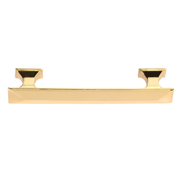 Loft97 HW347PLGD011 Tristan Pull Handle - Decorative Cabinet Drop Pull Handles for Cabinets and Drawers - Vintage Cabinet Hardware with Hand Finished Polished Gold - Metal Drawer Pull Handle, 3.75" Center to Center