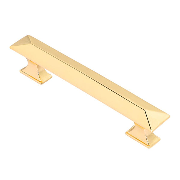 Loft97 HW347PLGD011 Tristan Pull Handle - Decorative Cabinet Drop Pull Handles for Cabinets and Drawers - Vintage Cabinet Hardware with Hand Finished Polished Gold - Metal Drawer Pull Handle, 3.75" Center to Center