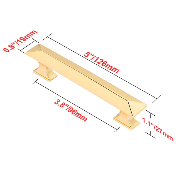 Loft97 HW347PLGD011 Tristan Pull Handle - Decorative Cabinet Drop Pull Handles for Cabinets and Drawers - Vintage Cabinet Hardware with Hand Finished Polished Gold - Metal Drawer Pull Handle, 3.75" Center to Center
