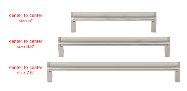 Loft97 HW432/3/4BN Bern Pull Handle - Decorative Cabinet Drop Pull Handles for Cabinets and Drawers - Vintage Cabinet Hardware with Hand Finished Brushed Nickel - Metal Drawer Pull Handle, 5.0"/6.3"/7.5" center to center