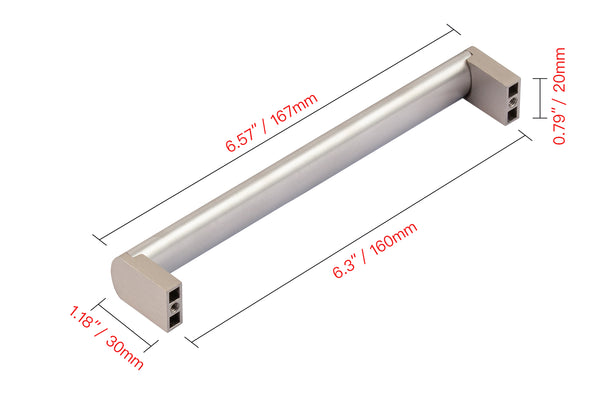 Loft97 HW432/3/4BN Bern Pull Handle - Decorative Cabinet Drop Pull Handles for Cabinets and Drawers - Vintage Cabinet Hardware with Hand Finished Brushed Nickel - Metal Drawer Pull Handle, 5.0"/6.3"/7.5" center to center