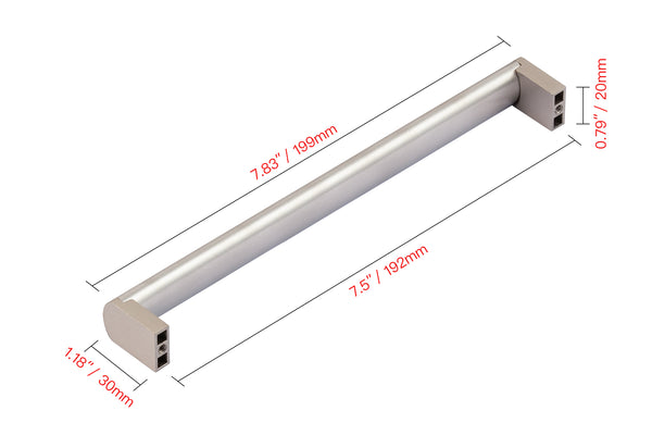 Loft97 HW432/3/4BN Bern Pull Handle - Decorative Cabinet Drop Pull Handles for Cabinets and Drawers - Vintage Cabinet Hardware with Hand Finished Brushed Nickel - Metal Drawer Pull Handle, 5.0"/6.3"/7.5" center to center