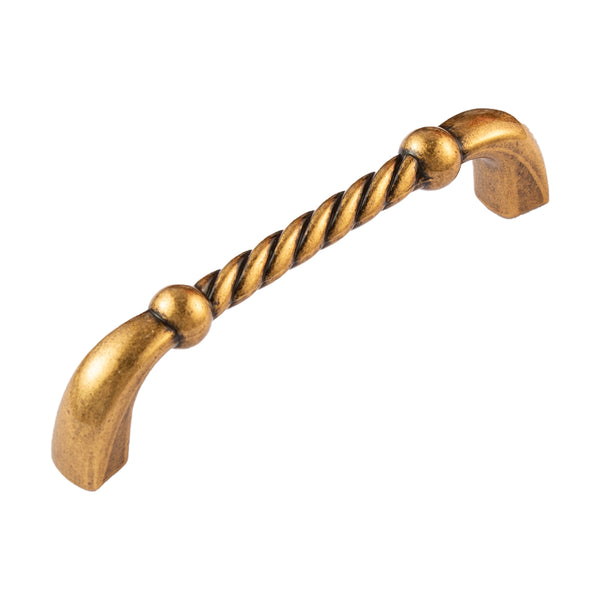 Loft97 HW439/440/441EB Naples Pull Handle/Knob - Decorative Cabinet Drop Pull Handles/Knobs for Cabinets and Drawers - Vintage Cabinet Hardware with Hand Finished Antique European Brass - Metal Drawer Pull Handle/Knob, knob/3.75"/5" center to center