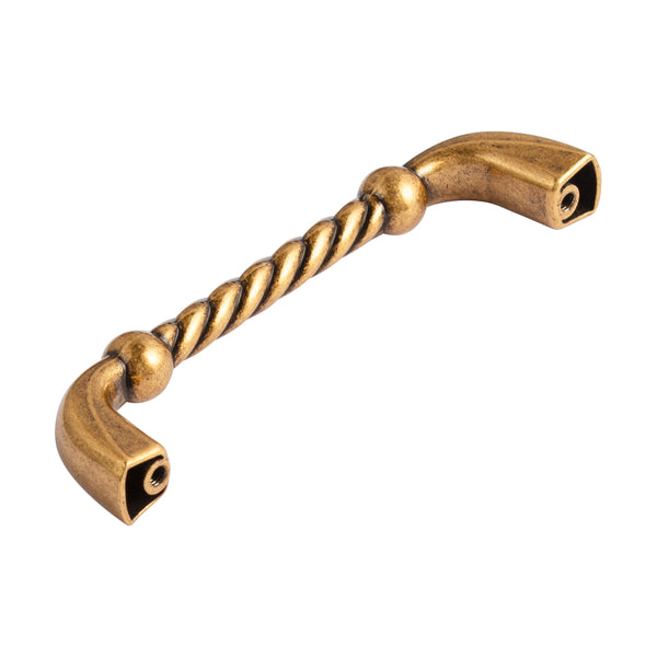 Loft97 HW439/440/441EB Naples Pull Handle/Knob - Decorative Cabinet Drop Pull Handles/Knobs for Cabinets and Drawers - Vintage Cabinet Hardware with Hand Finished Antique European Brass - Metal Drawer Pull Handle/Knob, knob/3.75"/5" center to center