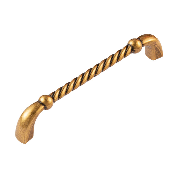 Loft97 HW439/440/441EB Naples Pull Handle/Knob - Decorative Cabinet Drop Pull Handles/Knobs for Cabinets and Drawers - Vintage Cabinet Hardware with Hand Finished Antique European Brass - Metal Drawer Pull Handle/Knob, knob/3.75"/5" center to center