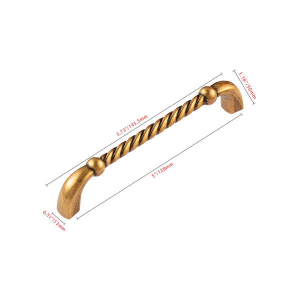 Loft97 HW439/440/441EB Naples Pull Handle/Knob - Decorative Cabinet Drop Pull Handles/Knobs for Cabinets and Drawers - Vintage Cabinet Hardware with Hand Finished Antique European Brass - Metal Drawer Pull Handle/Knob, knob/3.75"/5" center to center