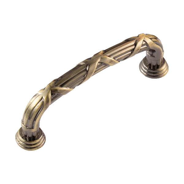 Loft97 HW442/3/4AB Riga Pull Handle/Knob - Decorative Cabinet Drop Pull Handles/Knobs for Cabinets and Drawers - Vintage Cabinet Hardware with Hand Finished Antique Brass - Metal Drawer Pull Handle/Knob, knob/3.75"/5" center to center