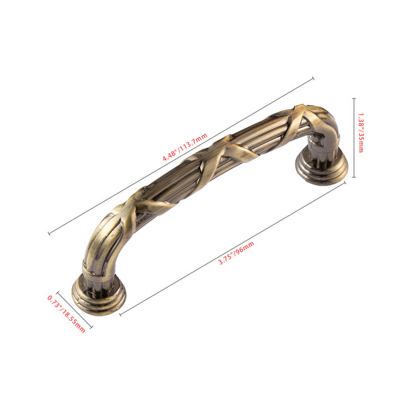 Loft97 HW442/3/4AB Riga Pull Handle/Knob - Decorative Cabinet Drop Pull Handles/Knobs for Cabinets and Drawers - Vintage Cabinet Hardware with Hand Finished Antique Brass - Metal Drawer Pull Handle/Knob, knob/3.75"/5" center to center