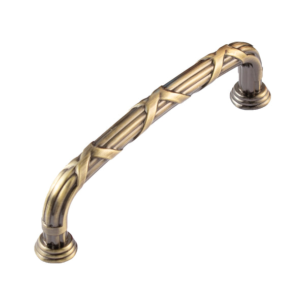 Loft97 HW442/3/4AB Riga Pull Handle/Knob - Decorative Cabinet Drop Pull Handles/Knobs for Cabinets and Drawers - Vintage Cabinet Hardware with Hand Finished Antique Brass - Metal Drawer Pull Handle/Knob, knob/3.75"/5" center to center