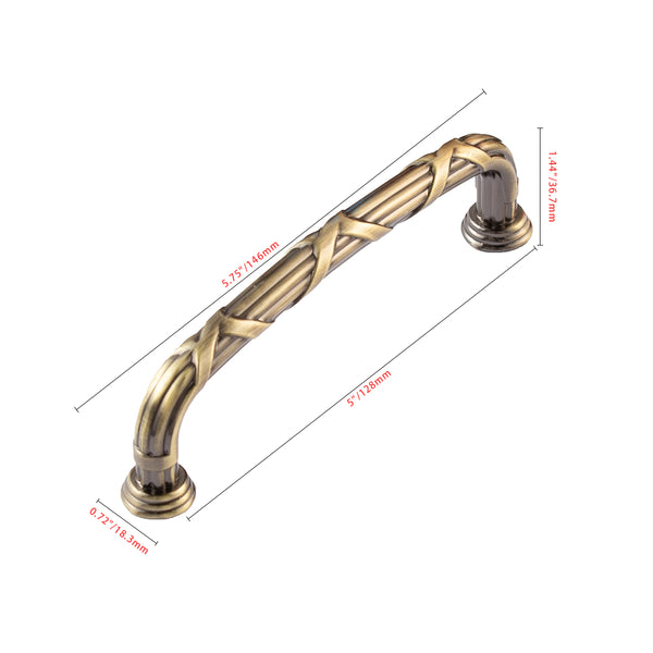 Loft97 HW442/3/4AB Riga Pull Handle/Knob - Decorative Cabinet Drop Pull Handles/Knobs for Cabinets and Drawers - Vintage Cabinet Hardware with Hand Finished Antique Brass - Metal Drawer Pull Handle/Knob, knob/3.75"/5" center to center