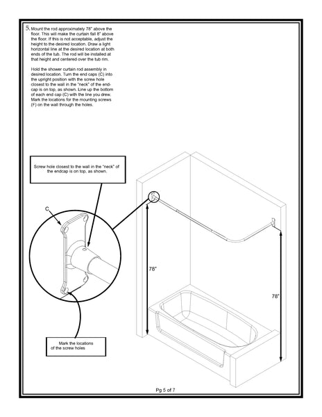 Loft97 LR1BN Rustproof Wall Mounted 68x28in L-Shaped Corner Shower Rod, Nickel