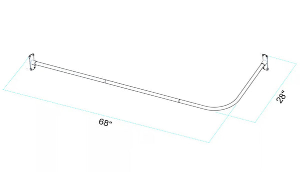 Loft97 LR1BN Rustproof Wall Mounted 68x28in L-Shaped Corner Shower Rod, Nickel