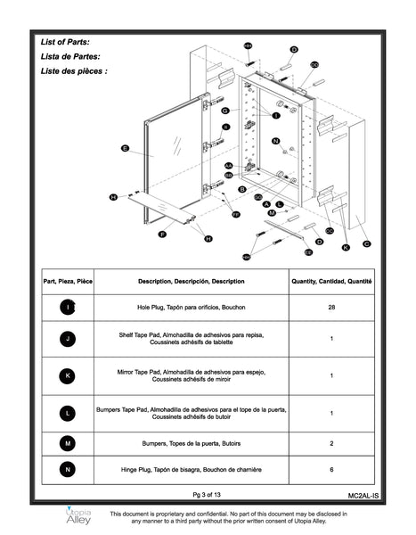Loft97 MC2AL Frameless Rustproof Medicine Cabinet - Surface Mount or Recessed Medicine Cabinet with Mirrored Sides - Bathroom & Vanity Organizer Cabinet with Mirror & Storage Shelves - 24"x30" Silver