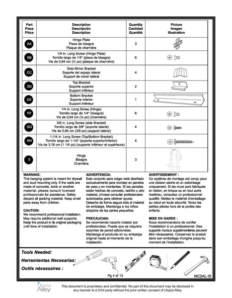 Loft97 MC2AL Frameless Rustproof Medicine Cabinet - Surface Mount or Recessed Medicine Cabinet with Mirrored Sides - Bathroom & Vanity Organizer Cabinet with Mirror & Storage Shelves - 24"x30" Silver