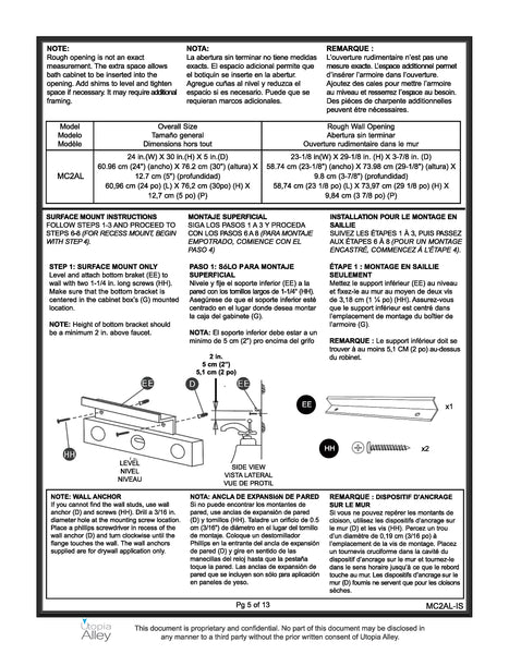 Loft97 MC2AL Frameless Rustproof Medicine Cabinet - Surface Mount or Recessed Medicine Cabinet with Mirrored Sides - Bathroom & Vanity Organizer Cabinet with Mirror & Storage Shelves - 24"x30" Silver