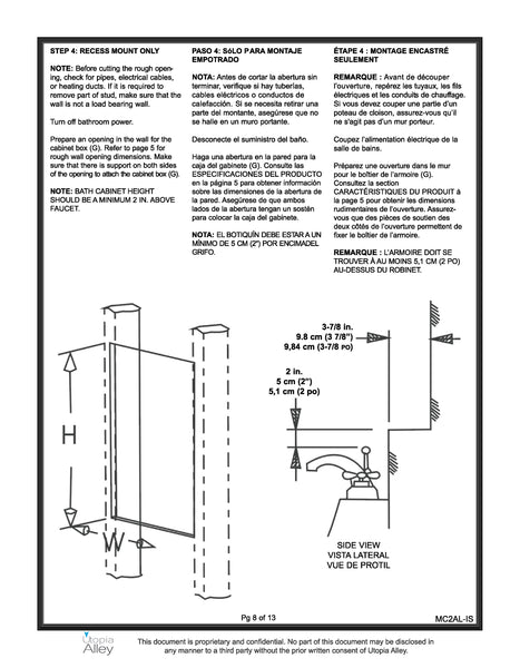 Loft97 MC2AL Frameless Rustproof Medicine Cabinet - Surface Mount or Recessed Medicine Cabinet with Mirrored Sides - Bathroom & Vanity Organizer Cabinet with Mirror & Storage Shelves - 24"x30" Silver