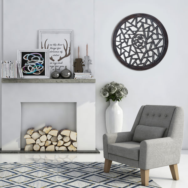 Loft97 MR1BR Round Mirror- Mirror for Wall- Wall Mounted Mirror- Modern Living Room, Bedroom and Bathroom Mirror for Wall- Wall Hanging Mirror Decoration- Bronze, 24 inch