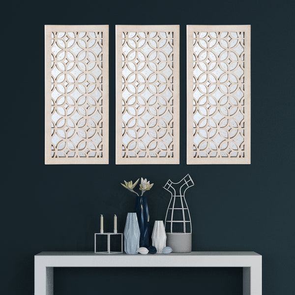 Loft97 MR3XX Morocco Distressed Decorative Wood Mirror, 31.5" Sage Green/White