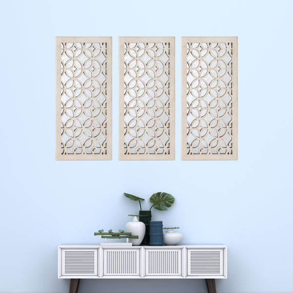 Loft97 MR3XX Morocco Distressed Decorative Wood Mirror, 31.5" Sage Green/White