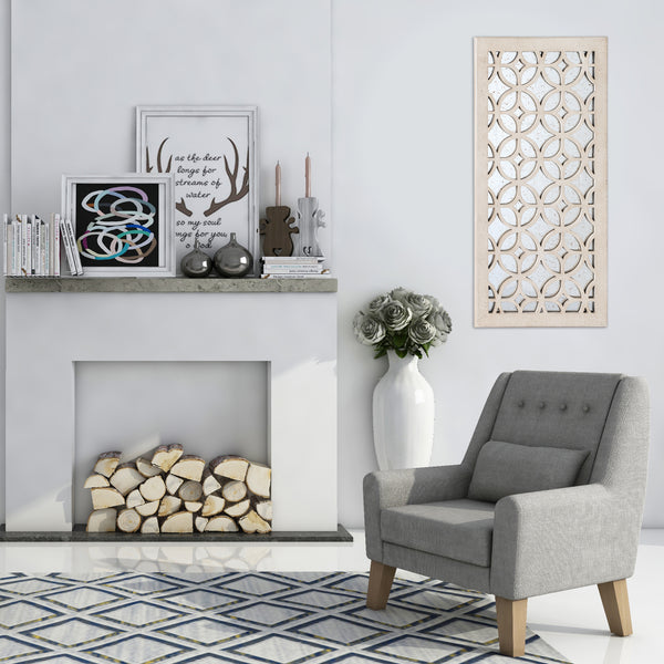 Loft97 MR3XX Morocco Distressed Decorative Wood Mirror, 31.5" Sage Green/White