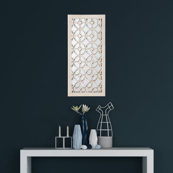 Loft97 MR3XX Morocco Distressed Decorative Wood Mirror, 31.5" Sage Green/White