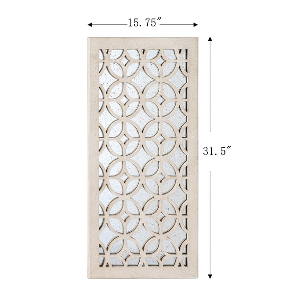 Loft97 MR3XX Morocco Distressed Decorative Wood Mirror, 31.5" Sage Green/White