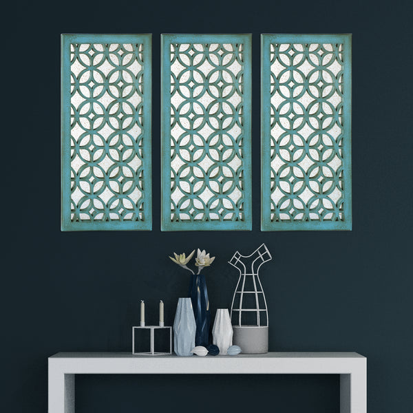 Loft97 MR3XX Morocco Distressed Decorative Wood Mirror, 31.5" Sage Green/White