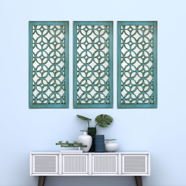 Loft97 MR3XX Morocco Distressed Decorative Wood Mirror, 31.5" Sage Green/White